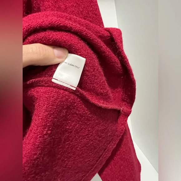 Appleseeds’s boiled 100% wool burgundy red ruffle jacket sweater women’s Medium - Picture 8 of 8